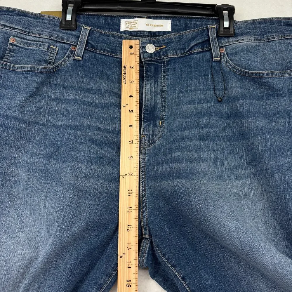 Levi Signature Slim Boyfriend Ankle Jeans Mid Rise Size 24 Stretch Denim Cuffed